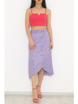 İlkecim Butik Ön Yırtmaçlı Etek Lilaçiçekli - 2250.555.
