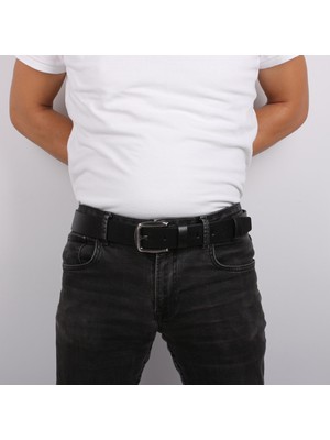Bagacar 130 cm Erkek Hakiki Deri Siyah Kot Pantolon Kemeri