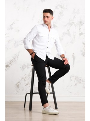 Akçaylar Regular Fit Çift Cepli Renkli Erkek Pamuklu Kot Gömlek