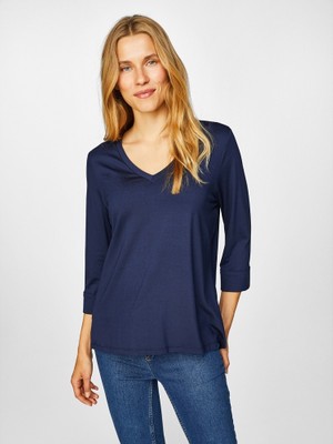 Faik Sönmez Kadın V Yaka Truvakar Kol T-Shirt