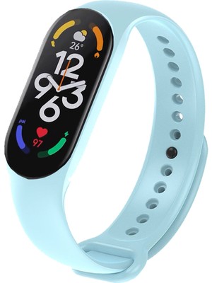 Kyver Xiaomi Mi Band 7 ile Uyumlu Silikon Kordon Su Mavisi