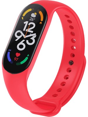 Kyver Xiaomi Mi Band 7 ile Uyumlu Silikon Kordon Açık Kırmızı / Nar