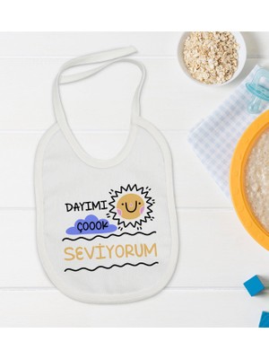 Bk Kids Dayımı Çok Seviyorum Tasarımlı Bebek Mama Önlüğü - Model 1