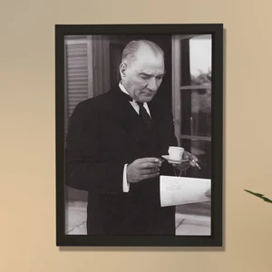 Doğal Çam Ağacı Çerçeveli Atatürk Tablo