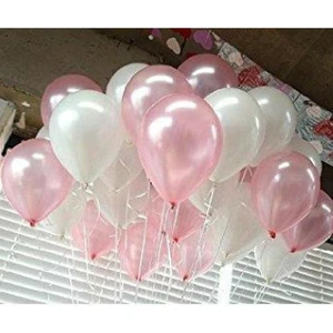Deniz Party Store Metalik Pembe Beyaz Balon 10 Adet