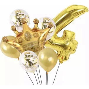 Deniz Party Store Gold 4 Yaş Kral Tacı Folyo Balon Set