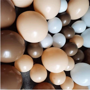 Deniz Party Store 15LI Balon: 5 Kahverengi 5 Mat Beyaz 5 Deniz Kumu Ten Rengi Pastel Balon