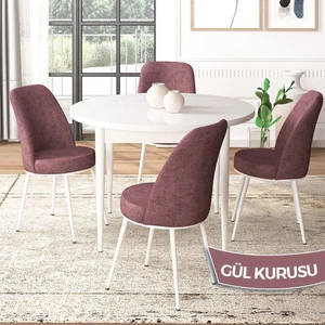 Concept Tor Serisi  Yuvarlak Mutfak Masa Takımı Beyaz Masa ve 4 Sandalye