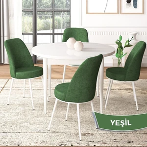 Concept Tor Serisi  Yuvarlak Mutfak Masa Takımı Beyaz Masa ve 4 Sandalye