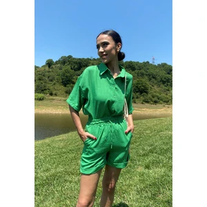 Lime Moda Paçası Duble Şortlu Takım-Yeşil