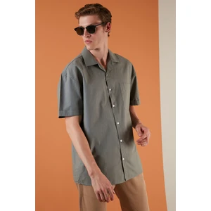 Oversize Fit Kısa Kollu Tek Cepli Apaş Yaka Gömlek Erkek GÖMLEK CF21194664