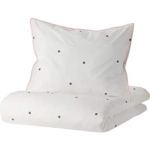 Çocuk Nevresim Takımı Tek Kişilik 150X200/50X60 cm Beyaz-Puantiye Desenli Beyaz Nevresim Çarşafsız