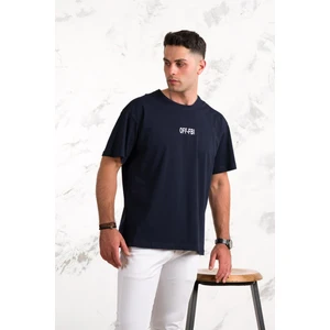 Oversize Önü Baskılı Pamuklu Basic Erkek Penye T-Shirt