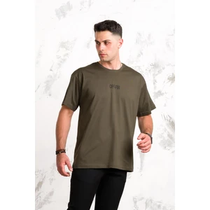 Oversize Önü Baskılı Pamuklu Basic Erkek Penye T-Shirt