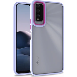 Vivo Y20S Renkli Kenarlı Parlak Flora Kılıf + Ekran Koruyucu