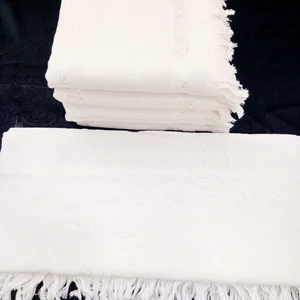 AY Home  Kanaviçe Işleme Kadife Soft Krem Havlu Seti 6 Adet 50 x 90 cm