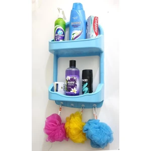 Abn Türk 2 Katlı Mavi Banyo Rafı Askılı Şampuanlık 47X27 Ömür Boyu Paslanmaz Heryere Tek Kanca Pratik Montaj