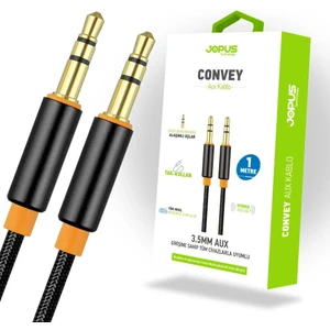 Aux Kablosu Universal Ja-05 Convey 3.5mm 1 Metre  Siyah