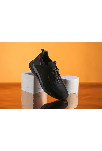 Carfier Siyah Nubuk Deri Casual Spor Erkek Ayakkabı