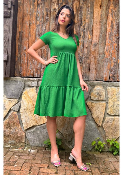 Kadın Yeşil Astarsız Midi Boy Bürümcük Elbise LPTR03 fiyatları