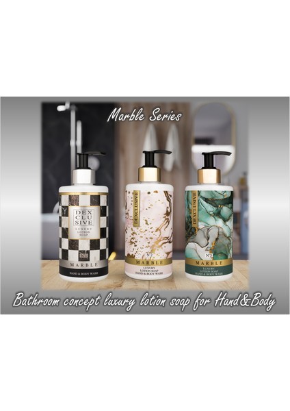Luxury Banyo Konsepti Losyonlu Sıvı Sabun 400 ml - Marble Series 3'lü