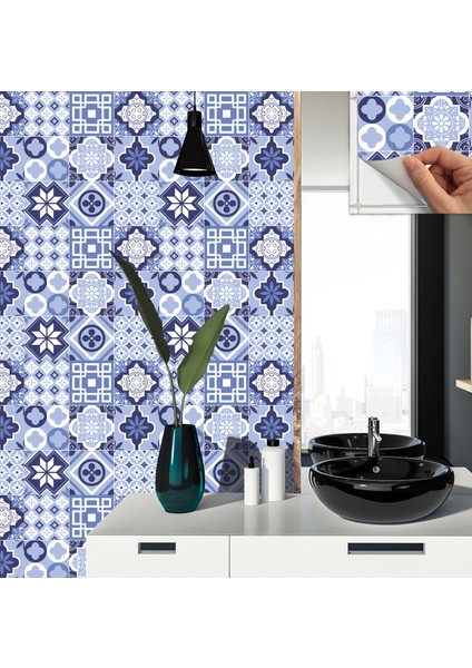 Kendinden Yapışkanlı Yeni Mavilim Desenli Pvc Karo 30x30 cm 4 Adet 0,36 M2