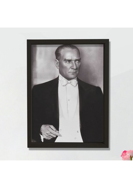 Doğal Çam Ağacı Çerçeveli Atatürk Tablo