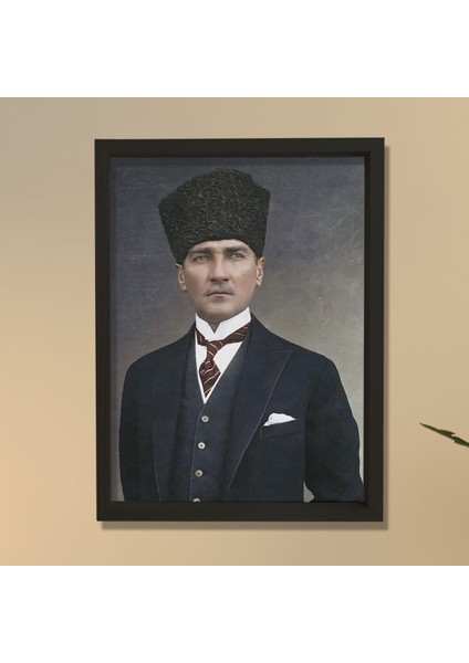 Doğal Çam Ağacı Çerçeveli Atatürk Tablo