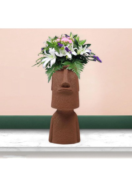 Paskalya Adası Ekici Başlıkları Heykel Sözlü Pot Heykeli Flowerpot Kapalı Gri (Yurt Dışından) fırsatları