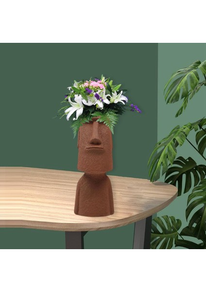 Paskalya Adası Ekici Başlıkları Heykel Sözlü Pot Heykeli Flowerpot Kapalı Gri (Yurt Dışından) indirimleri