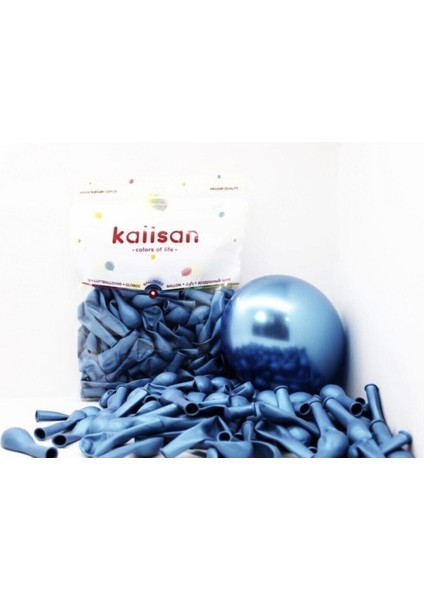 5 Inç Minik Krom Balon 12,5 cm Çap 10 Adet Mavi Renk