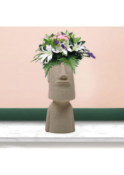Paskalya Adası Ekici Başlıkları Heykel Sözlü Pot Heykeli Flowerpot Kapalı Gri (Yurt Dışından) fırsatları