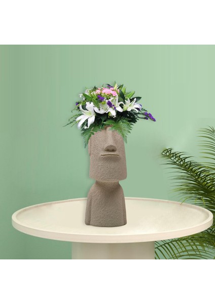 Paskalya Adası Ekici Başlıkları Heykel Sözlü Pot Heykeli Flowerpot Kapalı Gri (Yurt Dışından) indirimleri