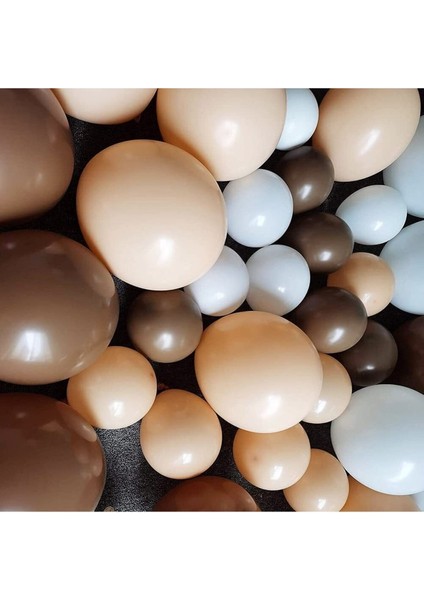 15LI Balon: 5 Kahverengi 5 Mat Beyaz 5 Deniz Kumu Ten Rengi Pastel Balon