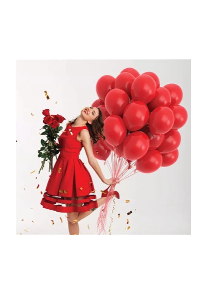 Pastel Kırmızı Latex Balon 10 Adet
