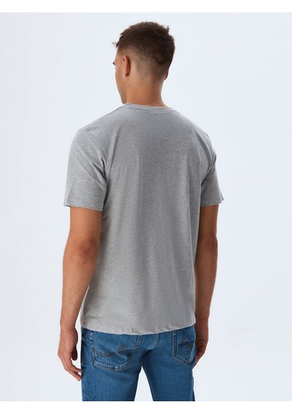 Erkek Sıfır Yaka Basıc Kısa Kol Regular Gri T-shırt modelleri