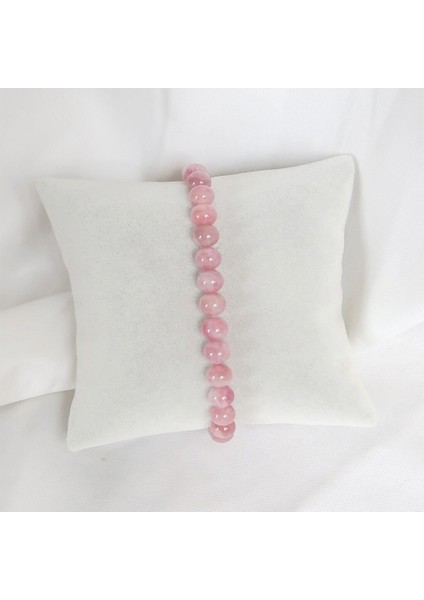 Sertifikalı Pembe Kuvars Doğal Taş Bileklik 6 mm fiyatları