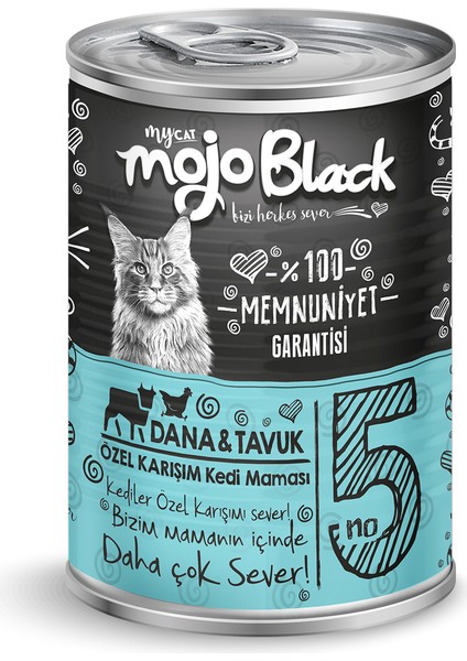 Mycat Mojo Black Chunk Parça Dana & Tavuk Etli Kedi Konservesi 400 gr 12'li