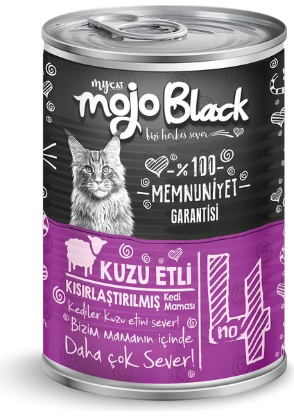 Mycat Mojo Black Chunk Parça Kuzu Etli Sterilised Kedi Konservesi 400 gr 12'li