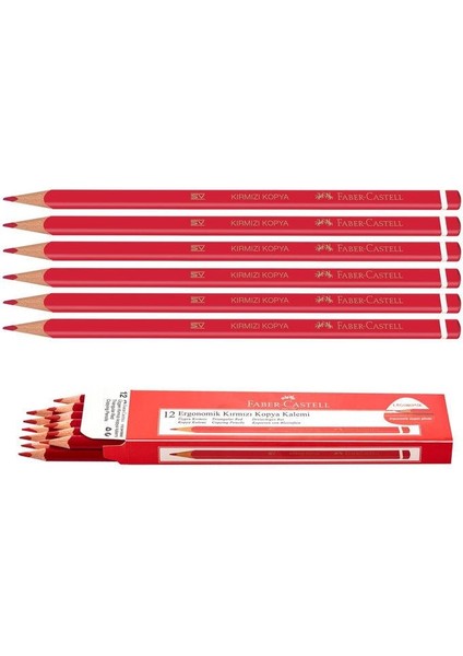 Faber Castell Ergonomik Kırmızı Kopya Kalemi 12 Adet