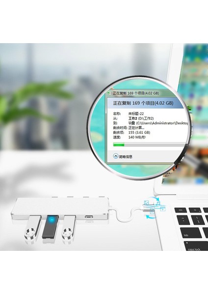 Macbook Uyumlu Type-C To 4 Port USB Splitter 5 Gbps Çevirici Hub Adaptör