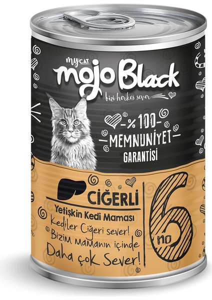 Mycat Mojo Black Chunk Parça Ciğer Etli Kedi Konservesi 400 gr 12'li Koli