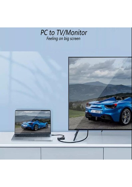 Macbook Uyumlu Type-C To USB 3.0 1080P Hd 4K HDMI VGA Pd Aux Ses Girişli Çevirici Hub Adaptör fırsatları