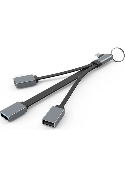 Type-C To 1x USB 3.0 1x USB 2.0 Otg Macbook Uyumlu Kablolu Çevirici Adaptör