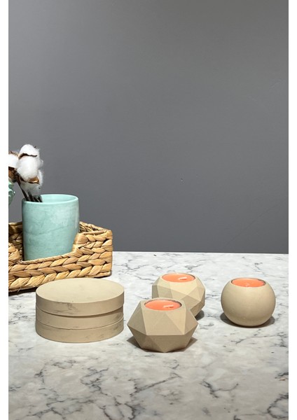 Pastel Serisi Tepsili Üçlü Mumluk modelleri