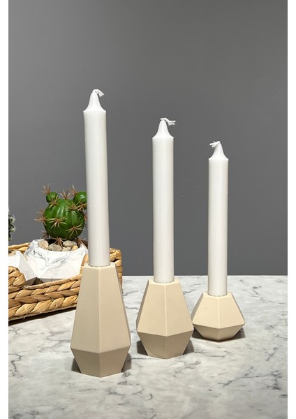 Pastel Serisi Vizon Üçlü Şamdan