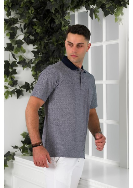 Nehir By Faruk Ülker Polo Yaka Cepli Desenli Merserize Süperfine Cotton Erkek T-Shirt