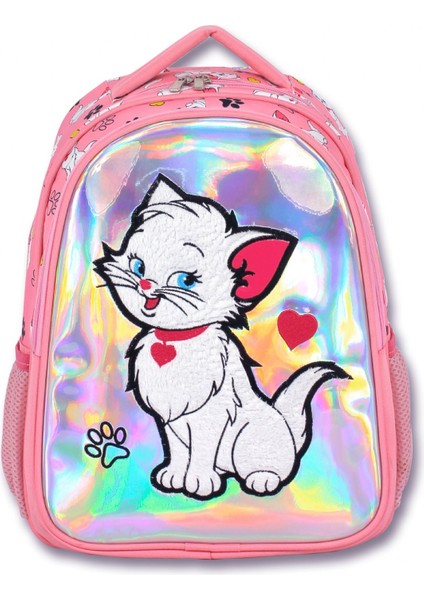 Cennec Peluş Dokulu Kedi Desenli Ilkokul Çantası - Kız Çocuk