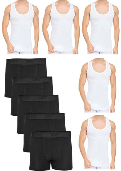 Erkek Dar Kalıp Atlet ve Boxer Set 5 Boxer 5 Atlet