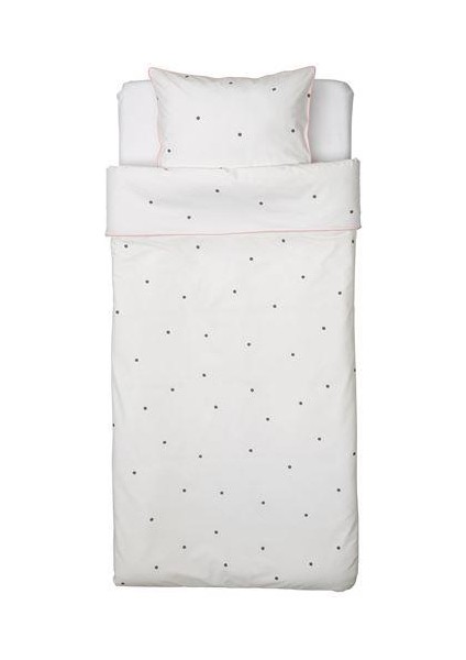 Çocuk Nevresim Takımı Tek Kişilik 150X200/50X60 cm Beyaz-Puantiye Desenli Beyaz Nevresim Çarşafsız modelleri